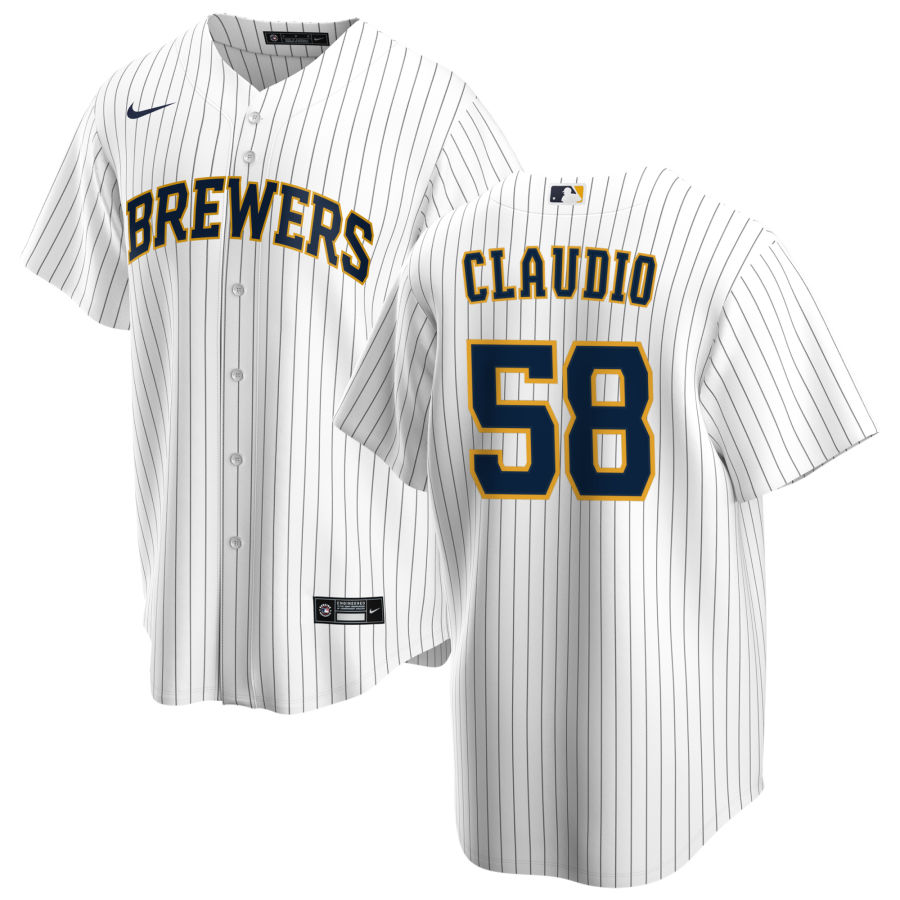 Nike Men #58 Alex Claudio Milwaukee Brewers Baseball Jerseys Sale-White